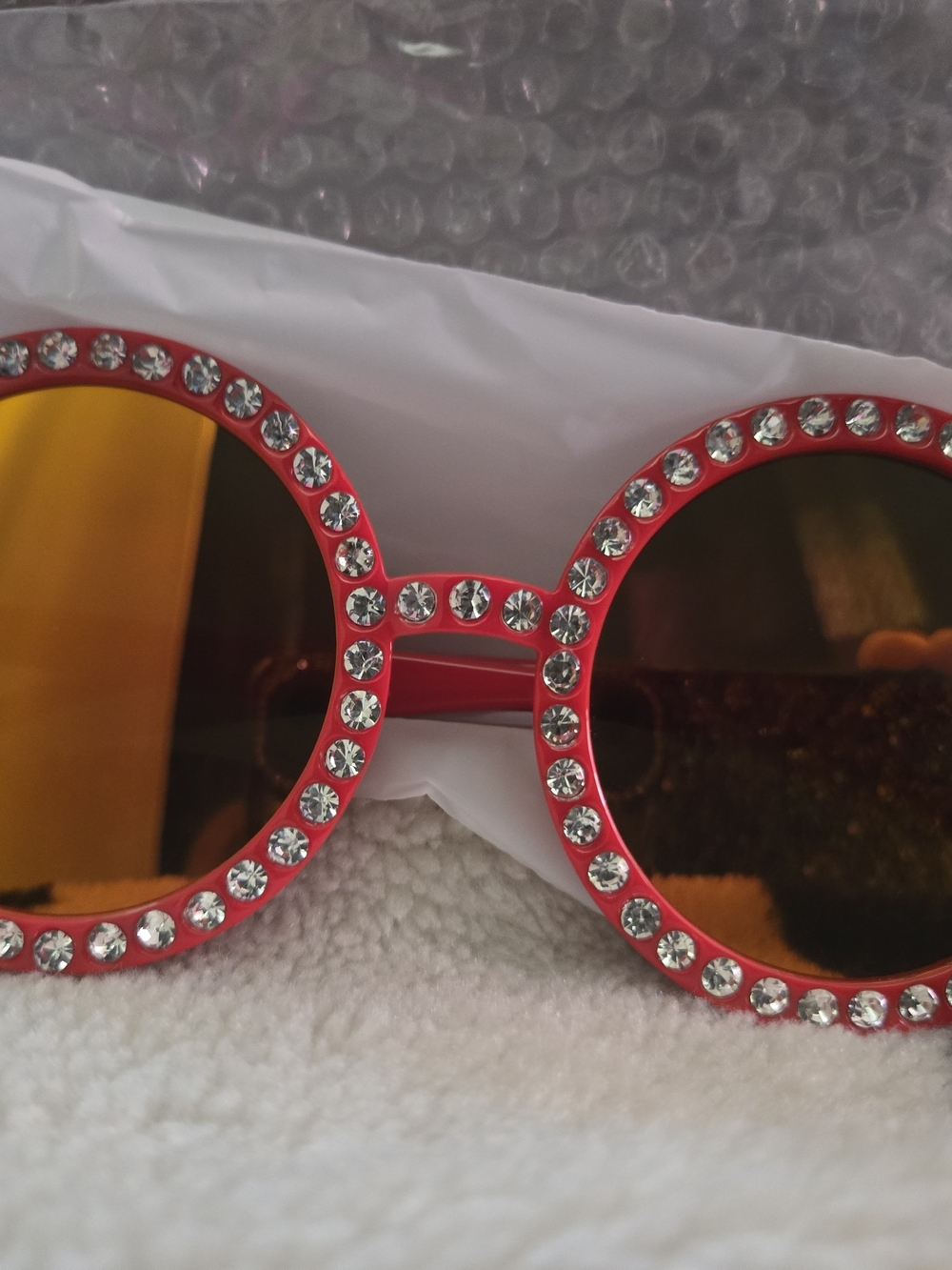 Red Crystal Round Sunglasses - Women Accessories